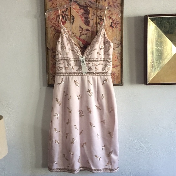 LAUNDRY BY SHELLI SEGAL BEADED PINK MIDI DRESS 4 - Picture 2 of 8